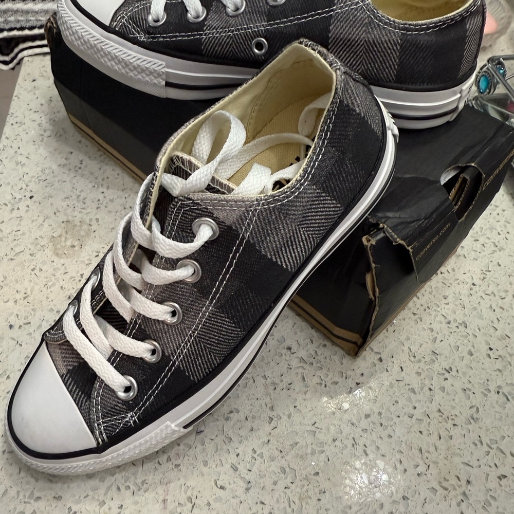Converse Black and White Plaid Sneakers